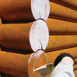 corenr of home with log end seal on it