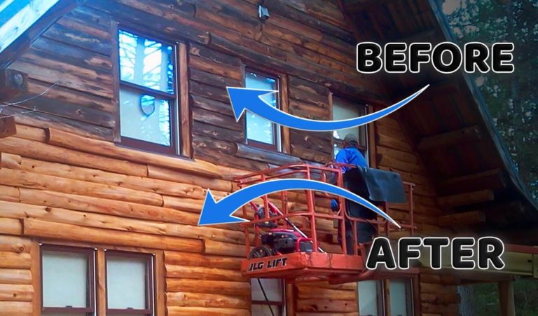 Log home before and after using X-180
