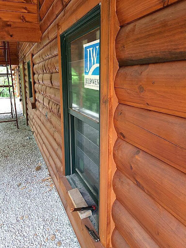 stop drafty windows on your log home example
