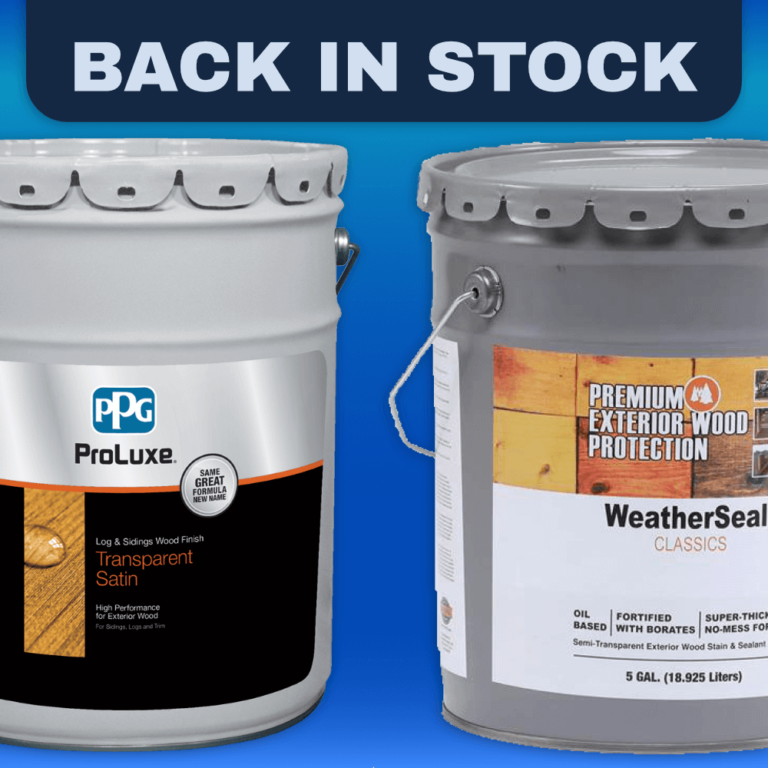 PPG ProLuxe Cetol Log & Siding and WeatherSeal Exterior Wood Stain Finish cans