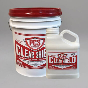 PCS Clear Shield Clear Gloss Finish gallon and 5 gallon containers